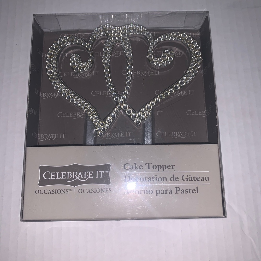 Celebrate it Cake Topper heart cake topper silver - Picture 1 of 3
